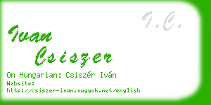 ivan csiszer business card